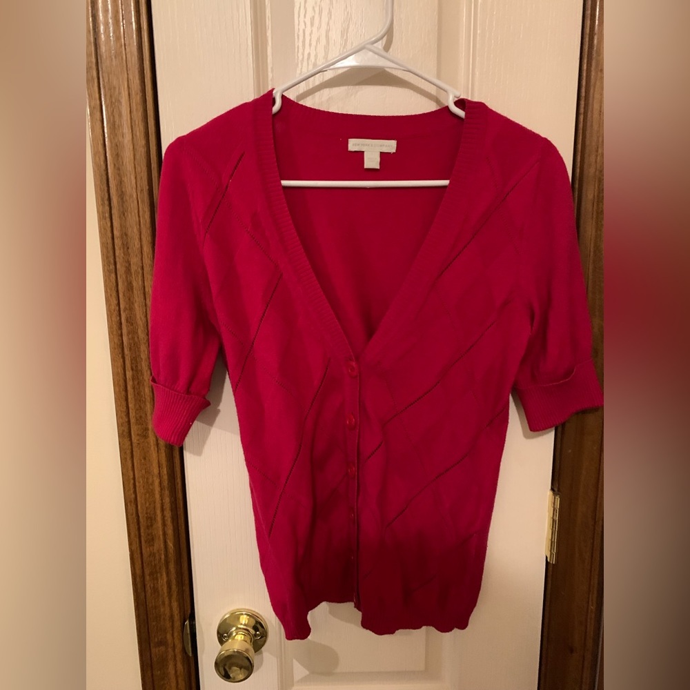 Hot Pink short sleeved cardigan from New York and Co, size small